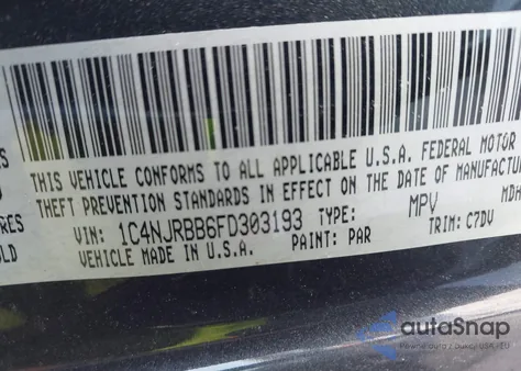 2015 Jeep Patriot Sport z USA, uszkodzony, nr VIN 1C4NJRBB6FD303193